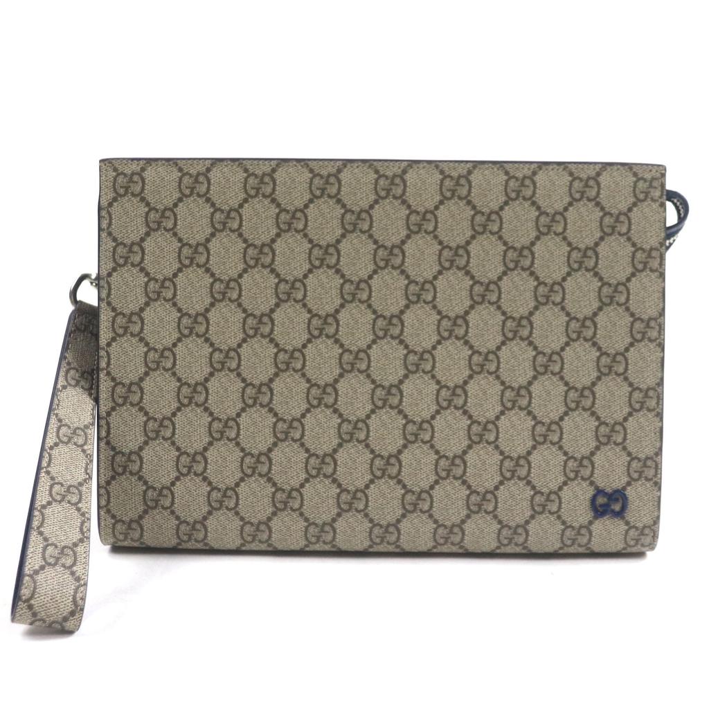 Gucci Clutch Tasche Beige blau GG Supreme Canvas Herren 768255 Gebraucht