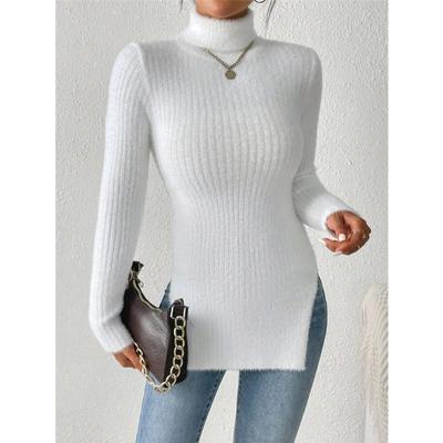 Dames Sexy Trui Herfst Winter Col Gebreid Zoom Split Top Effen Kleur