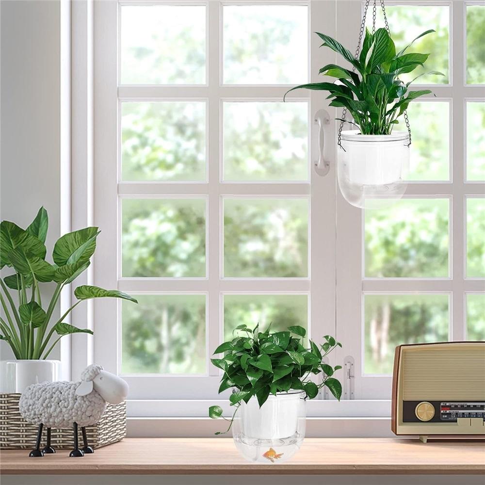 Indoor Hanging Flower Pots - Set of 3 Outdoor Flower Pots, Hanging Flower Pots with Drainage Holes