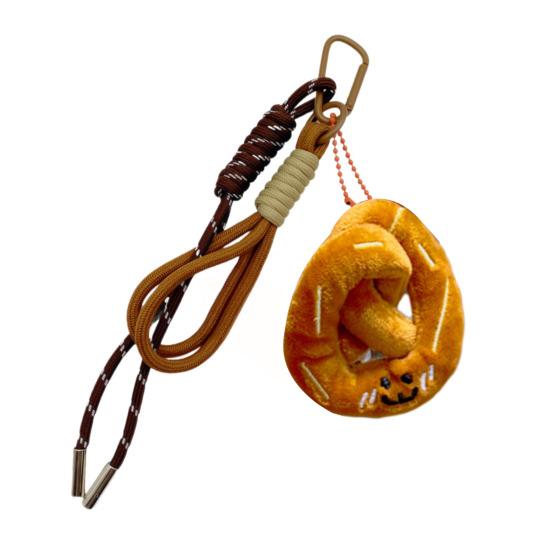 Plush Pendant Keychain Cute Food Charms for Bags Backpacks Soft Smiling Bread Donut Burger Plush Bag Hanger Lanyard Decoration Accessories