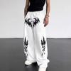 Pantaloni della tuta larghi con stampa tribale gotica da uomo Harajuku Streetwear Coulisse Vita elastica Larghi Morbidi Pantaloni casual