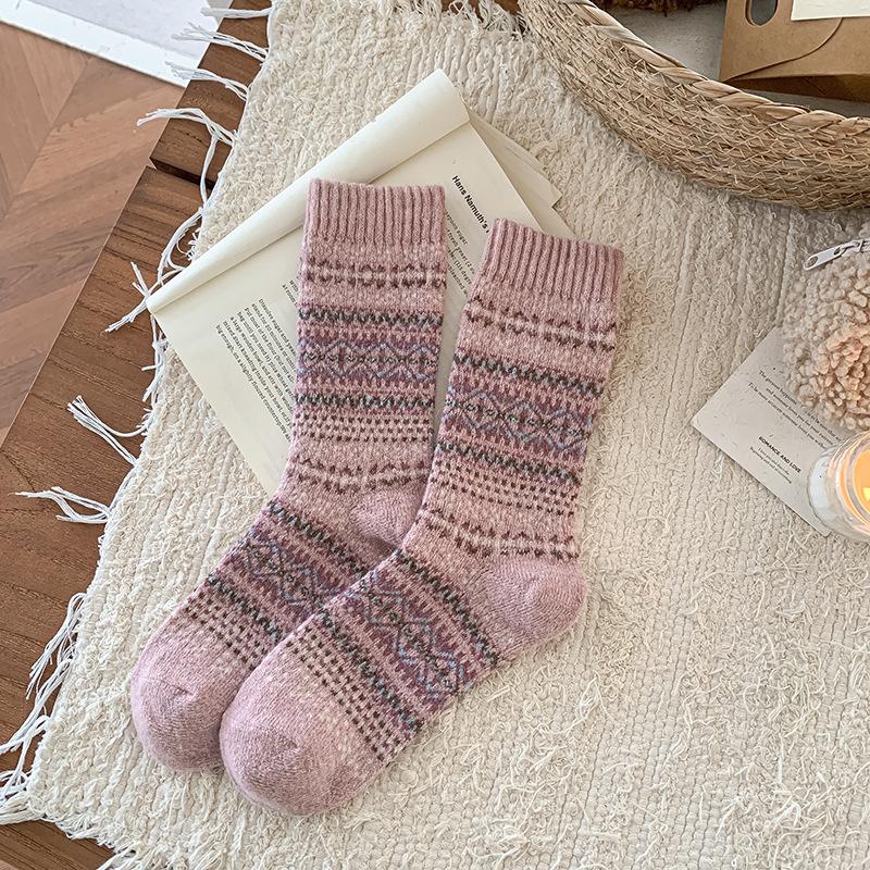 Fell Island Wool Children's Mid-length Autumn-winter Waterproof Padded Thick and Warm Winter Girls' Long Socks