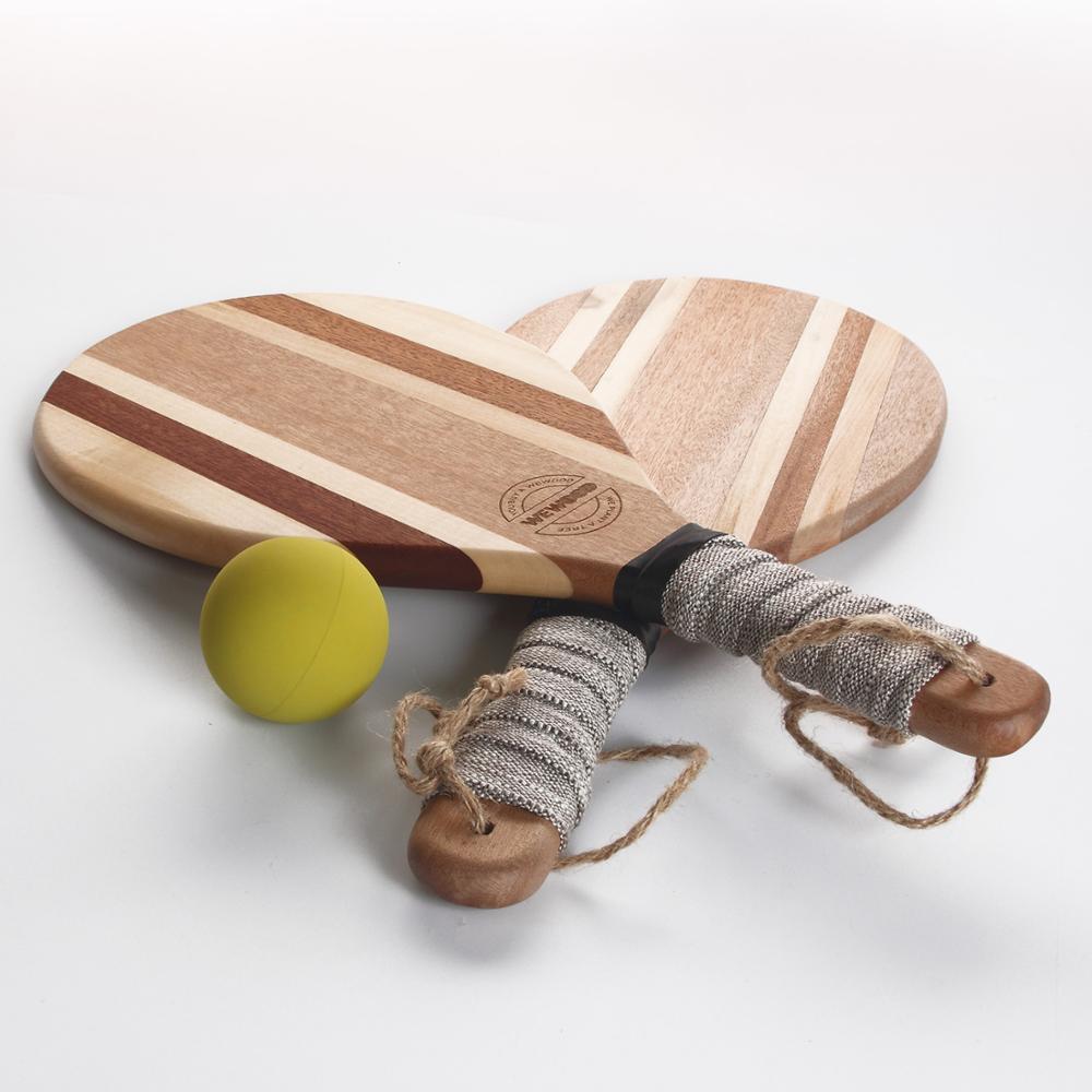 Ensemble de Raquettes de Tennis Classiques en Bois Massif pour Entraînement Professionnel Personnalisé Raquettes de Paddle pour Jeux de Plage Design Original