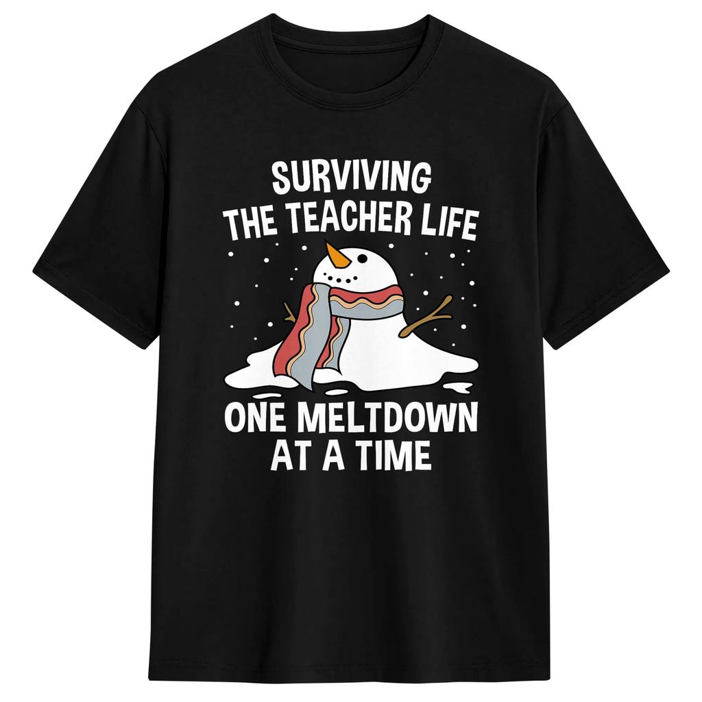 Im Fine Everything Is Fine Melting Snow Christmas In July T Shirt 100% Cotton Funny T-Shirt Round Neck Tees
