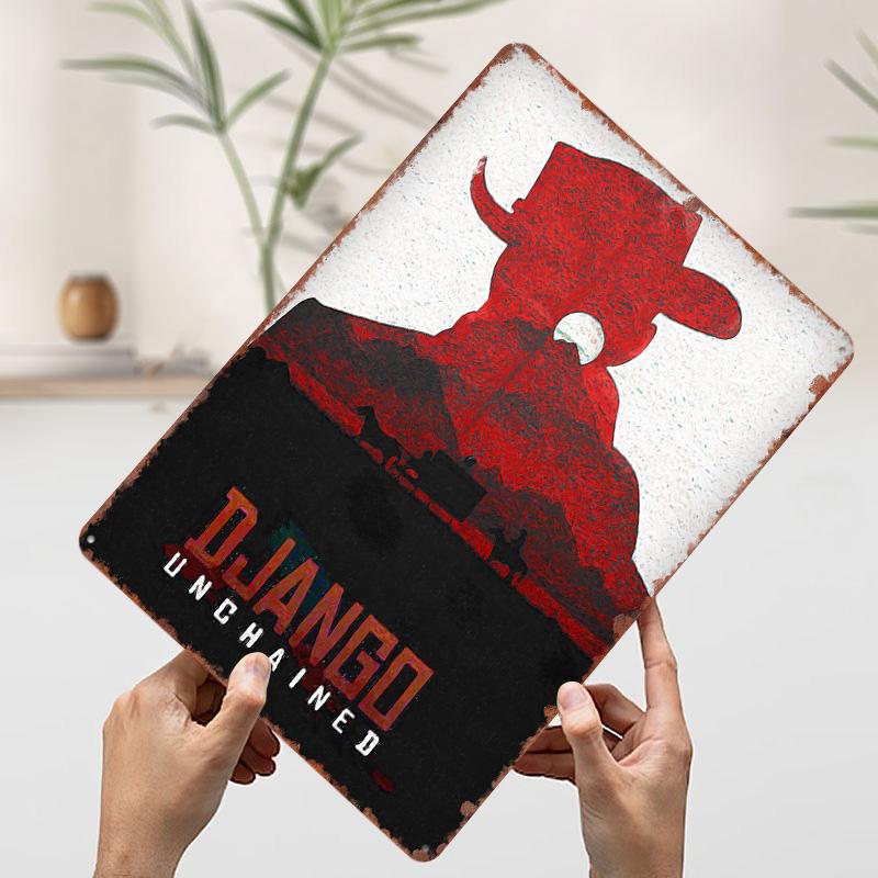 Django Unchained Poster Customized Vintage Metal Signs Wall Art Retro Tin Plaque for Gamer Room Decoration At Home Office Decor