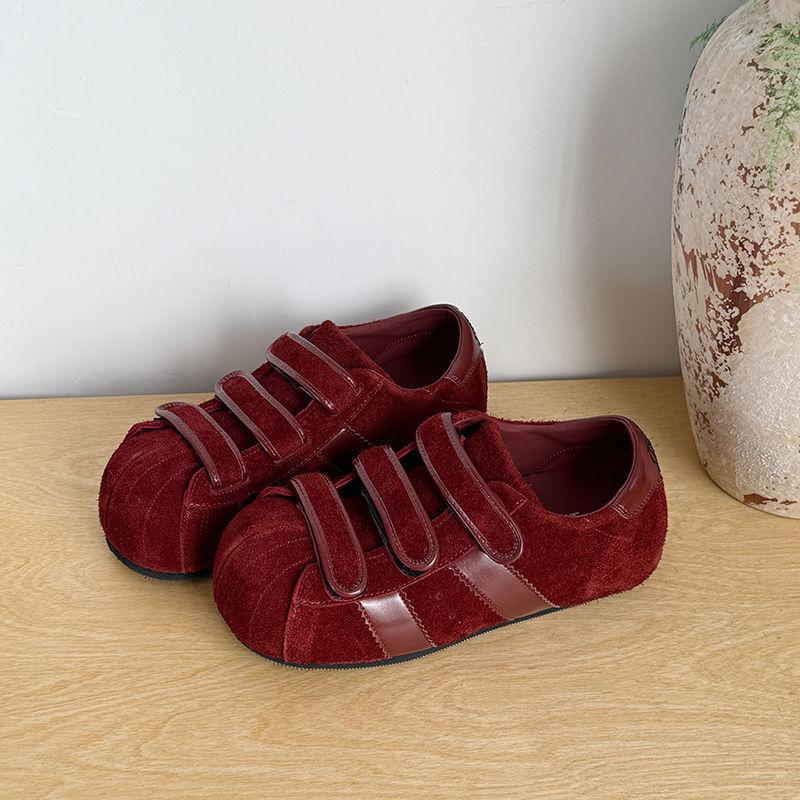 

Ретро липучка увеличение внутренней высоты уродливые милые большая голова немецкие тренировочные туфли женские весна и осень новая повседневная обувь женская 40 бордовый