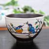 Waza No Kura Stylish Kutani Ware Tea Bowl with Kingfisher Design, Perfect for Ochazuke (Rice Bowls), High-Quality Japanese Tableware, Birthday Gift