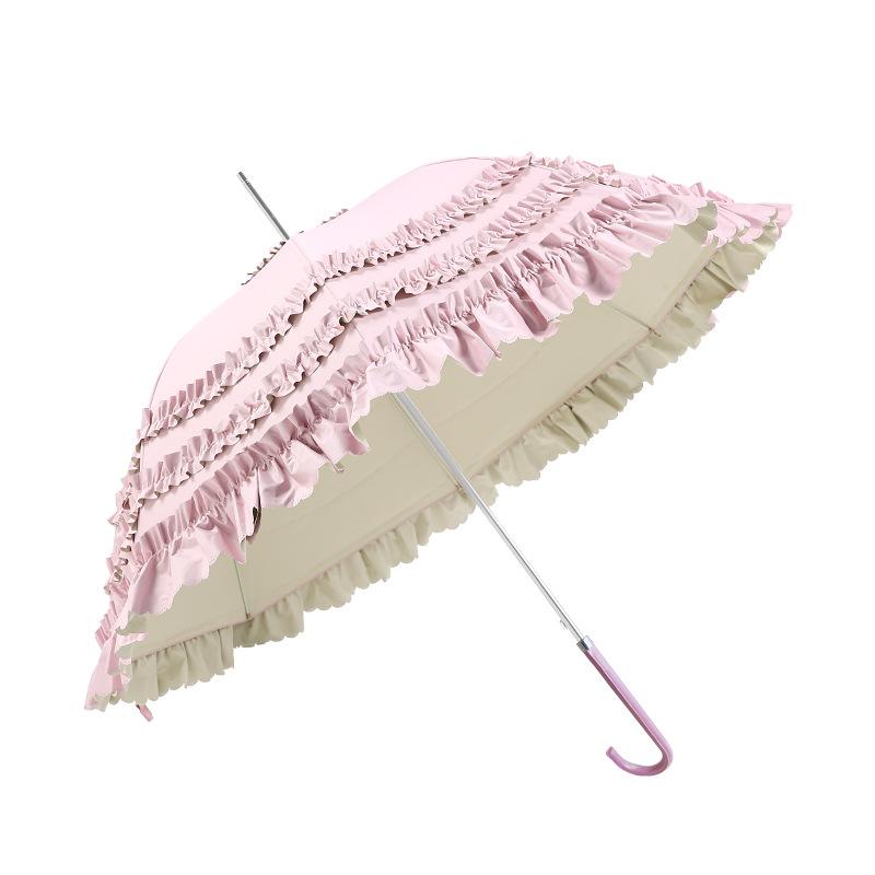 Full blackout loilta color glue sunscreen umbrella princess umbrella skirt lace lace full blackout Lolita long handle umbrella woman