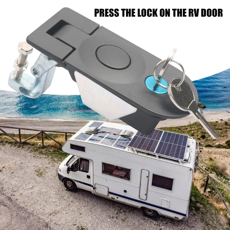 Door Lock Hardware with Push Button Operation, Key Cylinder and Metal Bracket for Compartment Door Service Use