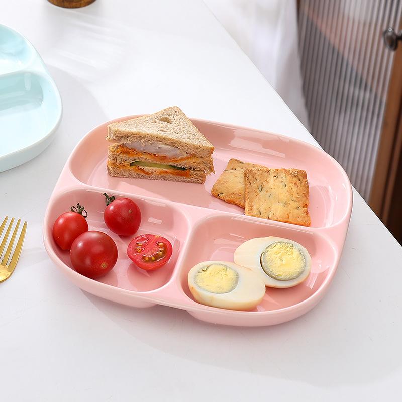 Nordic Ceramic Grid Plate, Creative Home Breakfast Plate 211 Quantitative Separation Fat Reduction Plate Children'S Plate