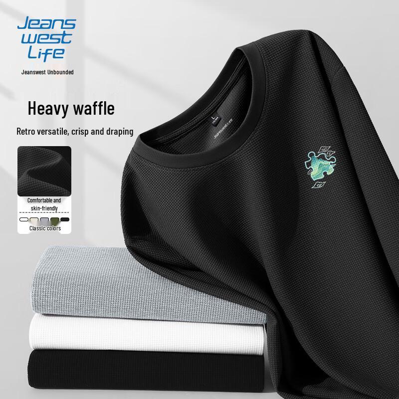 

JEANSWEST LIFE Men s Waffle Knit Long Sleeve T-Shirt M