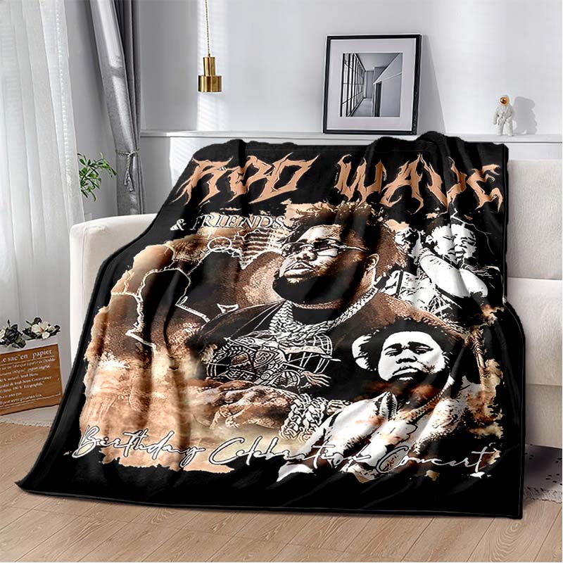 Hip Hop Rapper Blanket Rod Wave Flannel Blanket Soft Warm Throw Bedroom Decor Napping Couch Sofa Bed Chair Cover for Boys Girls