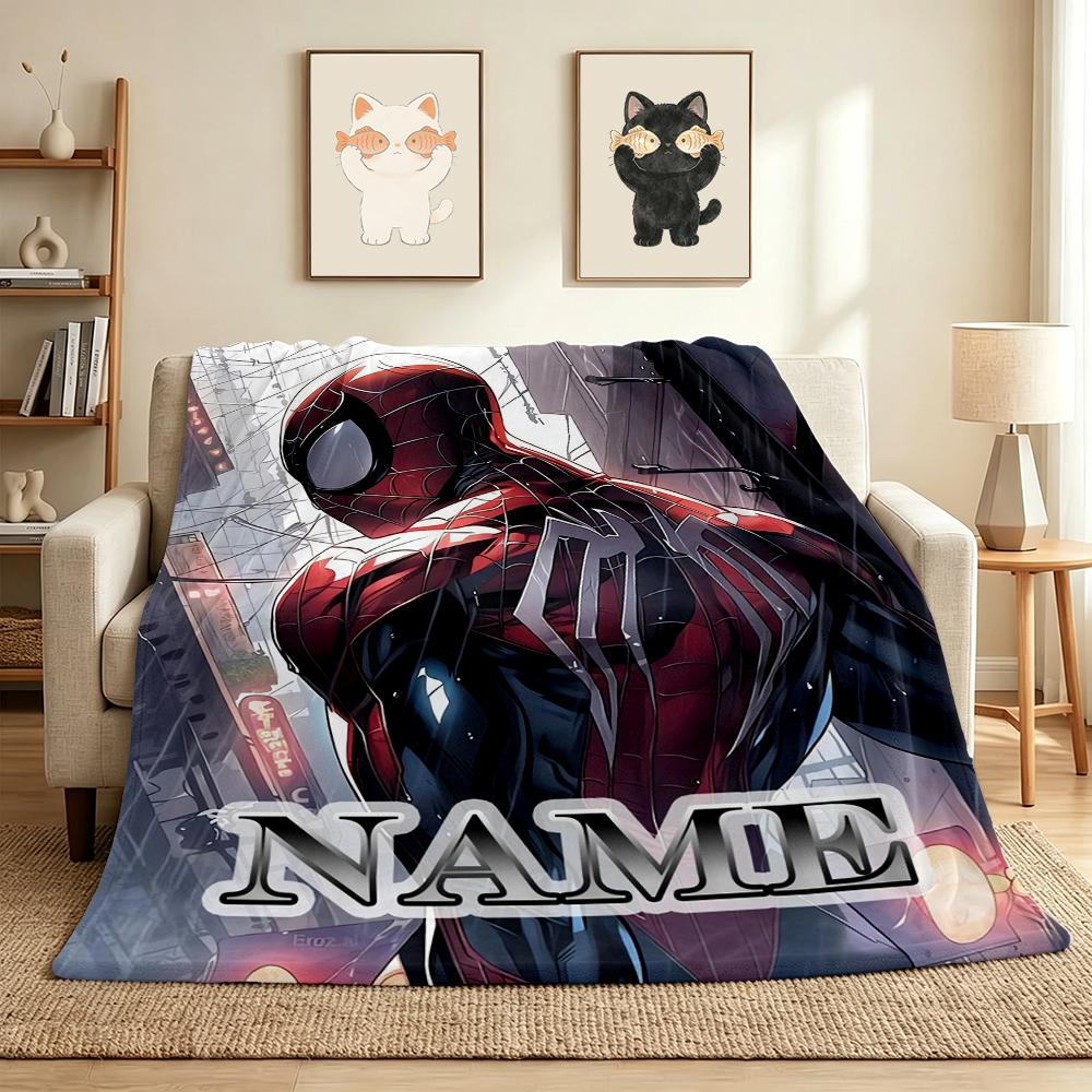 Custom Name Spider-Man Urban Flannel Blanket Throw Blanket Soft Warm Sofa Bed Decor Unique Gift