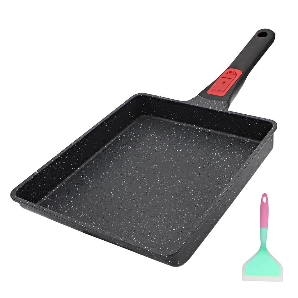 RANXINGST Tamagoyaki Frying Pan IH Person Tamagoyaki Dishwasher Safe Medium Heat Cooking Removable Handle PFOA PFOS Free Black 1-3 Non-Stick (2123cm)