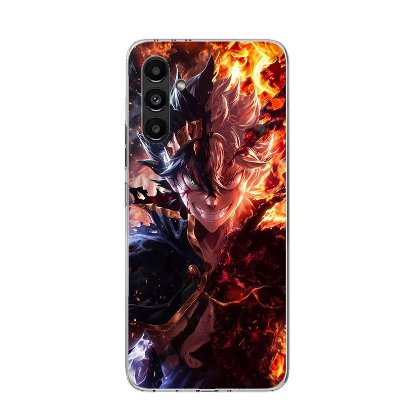 Black C-Clovers Anime Phone Case for Samsung Galaxy A17 A16 A15 A14 A13 A57 A56 A55 A54 A53 A37 A36 A35 A34 A33 A26 A25 A24 A23