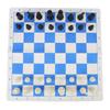 19,7 Zoll Schachspiel-Set Kunststoff 32 Schachfiguren Schachfiguren mit PU Blau Weiß Gitter Schachbrett und