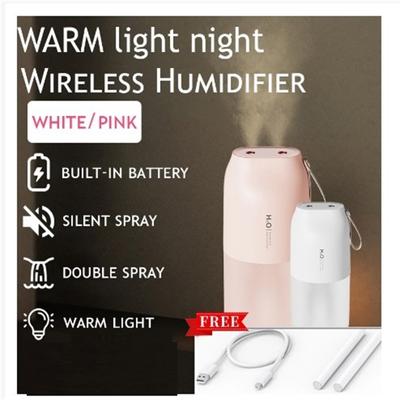 300ml Kabelloser Luftbefeuchter Tragbarer USB Wiederaufladbarer Doppel-Düsen Ultraschall Luftreiniger Nacht