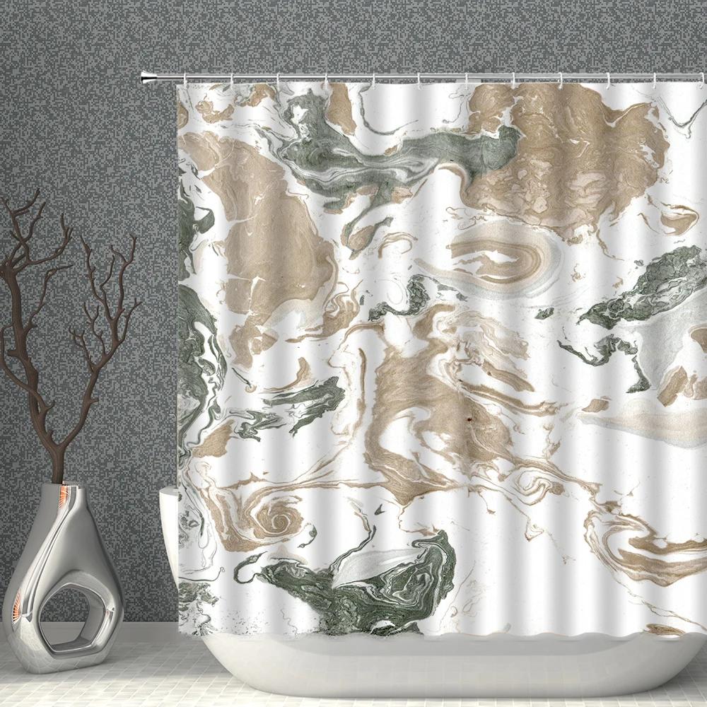 Geometric Marble Shower Curtain Bathroom Irregular Colorful Modern Family Bathroom Screen Bath Decor Backdrop Curtain Multi Size