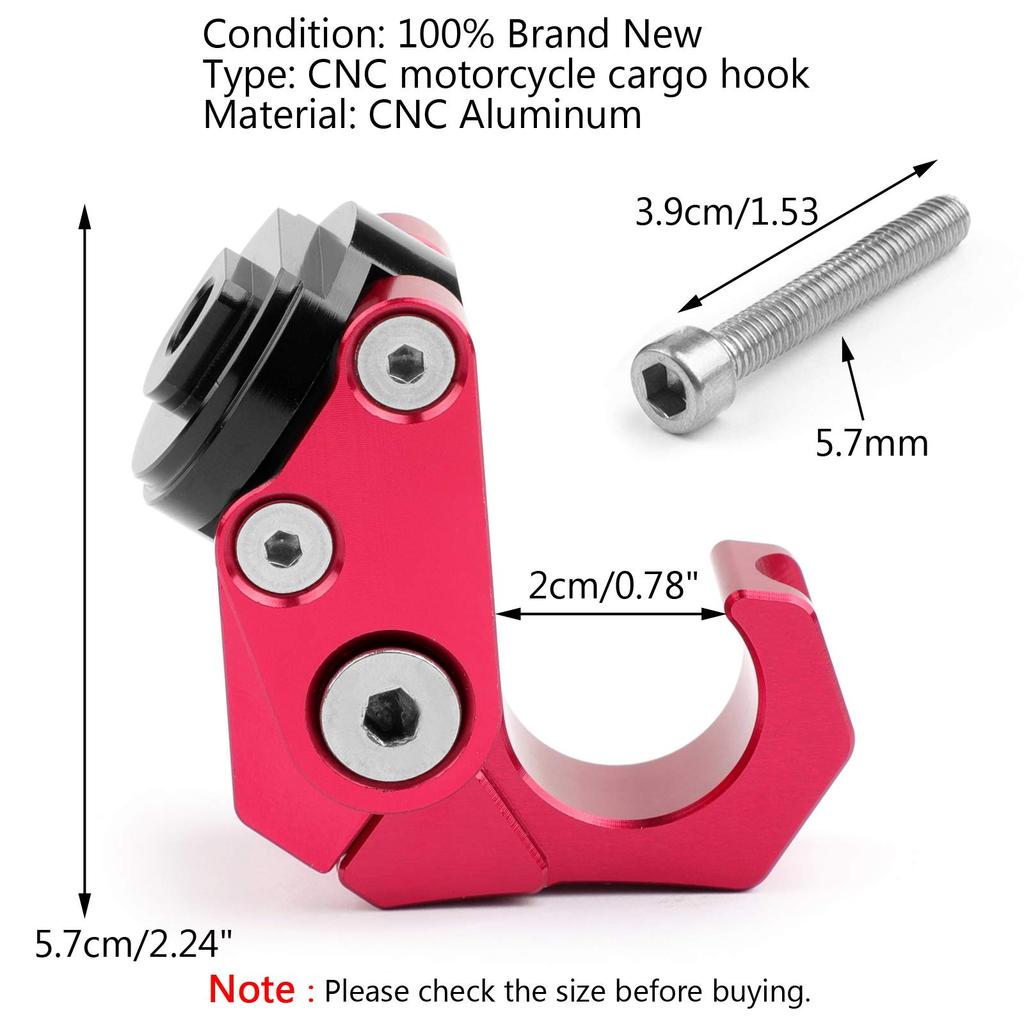 Bruce & Shark Motorcycle Motorcycle Universal Helmet Hook for Yamaha NMAX 155 Carry Helmet Bottle Hanger Holder Hook Red