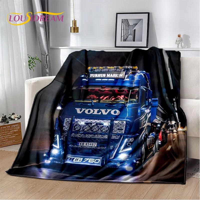 Volvo Truck Lorry 3D Printing Soft Flannel Blanket for Beds Bedroom Sofa Picnic,Throw Blanket for Cover Outdoor Leisure Nap Gift