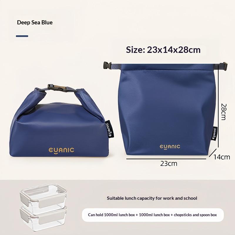 

Portable Large Capacity Insulation Handbag Student Work Lunch Buckle Lunch Box Oxford Insulation Bag Lunch Bag Cooling Tote темно-синього кольору