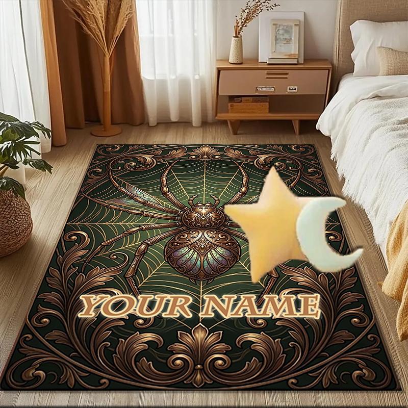 1PC Custom Name Steampunk Spider Web Theme Floor Mat Ideal for Living Room, Game Rooms, Office, Bedroom,Floor Mat Playful Design
