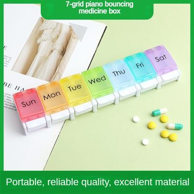 7-Grid Packing Press-Type Pill Box for One Week Portable Seven Cells Seven-Day Colorful Packing Transparent Tablet Storage Box