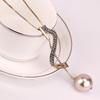 Elegant Alloy Pearl Sweater Necklace With Unique Geometric Design For Fashionable Women