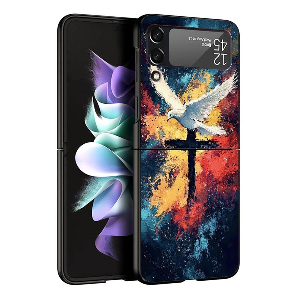 Jesus Bible Black Phone Case For Samsung ZFlip7 ZFlip6 ZFlip5 ZFlip4 ZFlip3 5G Hard Protective Galaxy Z Flip 3 4 5 6 7