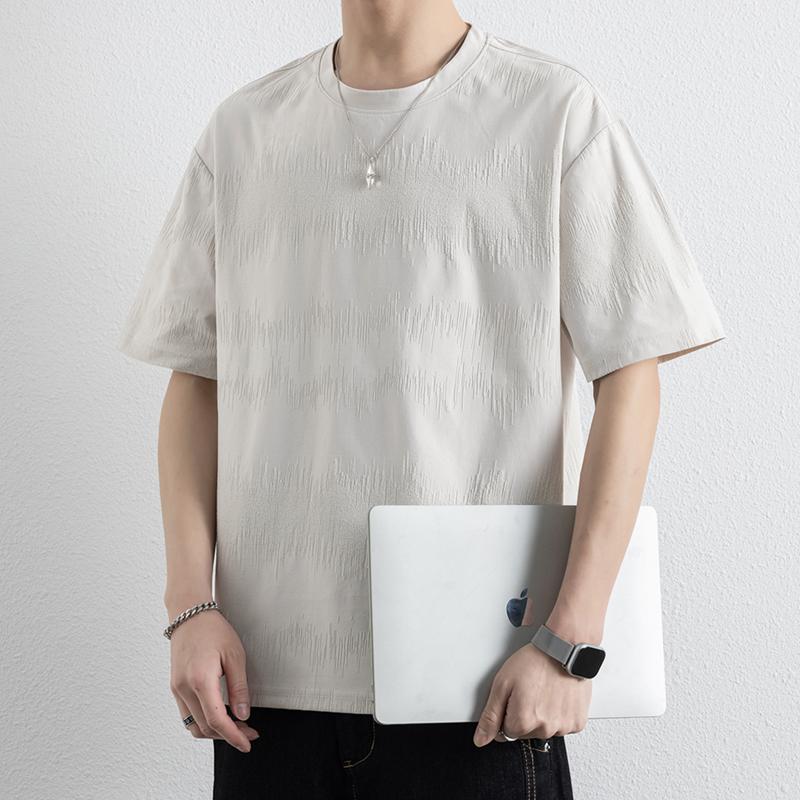 Large Size High-end Simple Short-sleeved T-shirt Men's Loose Solid Color T-shirt
