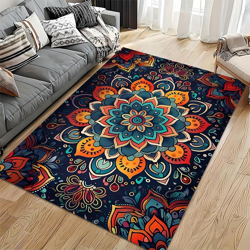 Colorful Mandala Pattern Carpet suitable as a non-slip mat for the living room or bedroom sofa