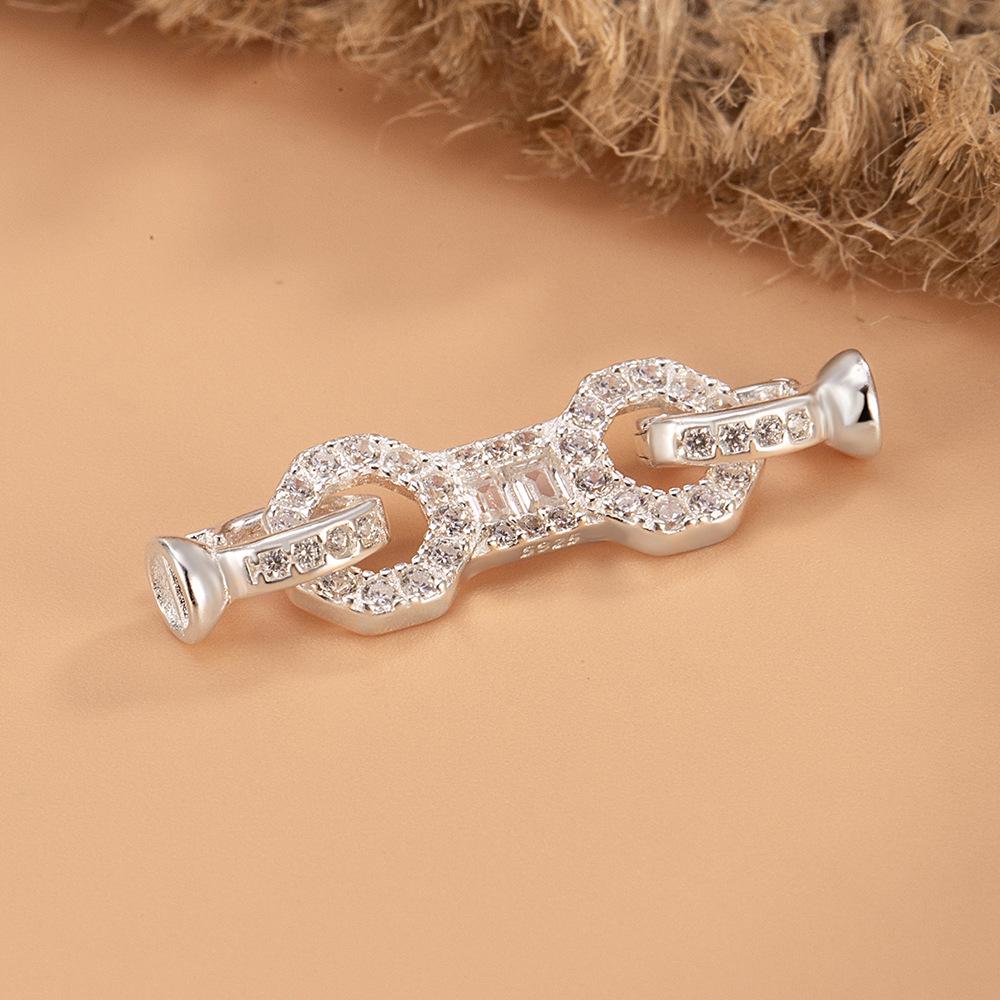 DIY Beaded Pearl Jewelry Set: S925 Silver Double Tail Buckle with Micro-set Zirconia