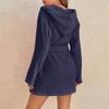 Women's Plush Hooded Bathrobe - Solid Color, Warm Pajamas for Autumn and Winter