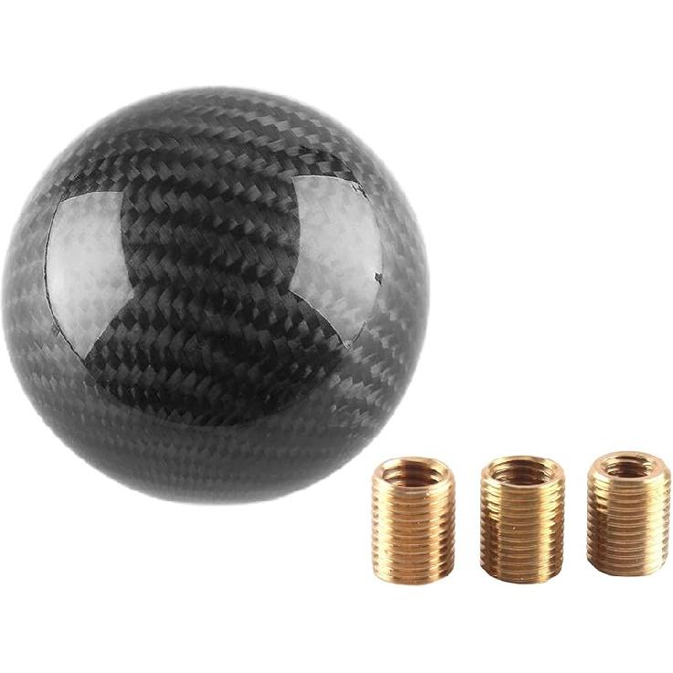 Round Ball Shift Knob Universal Gear Shift Knob 5 6 Speed For Manual Automatic Vehicles With Adapters (Pure Black)