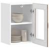 Wall Mounted Kitchen Cabinet with Glass Door Lucca Vintage Wood Look