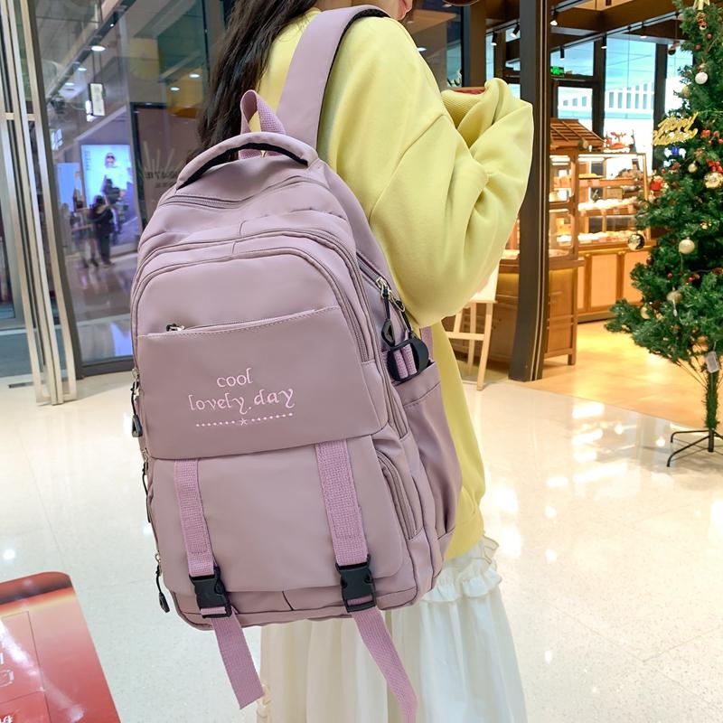 Сплошной цвет школьный женский рюкзак для старшеклассников — фото 4