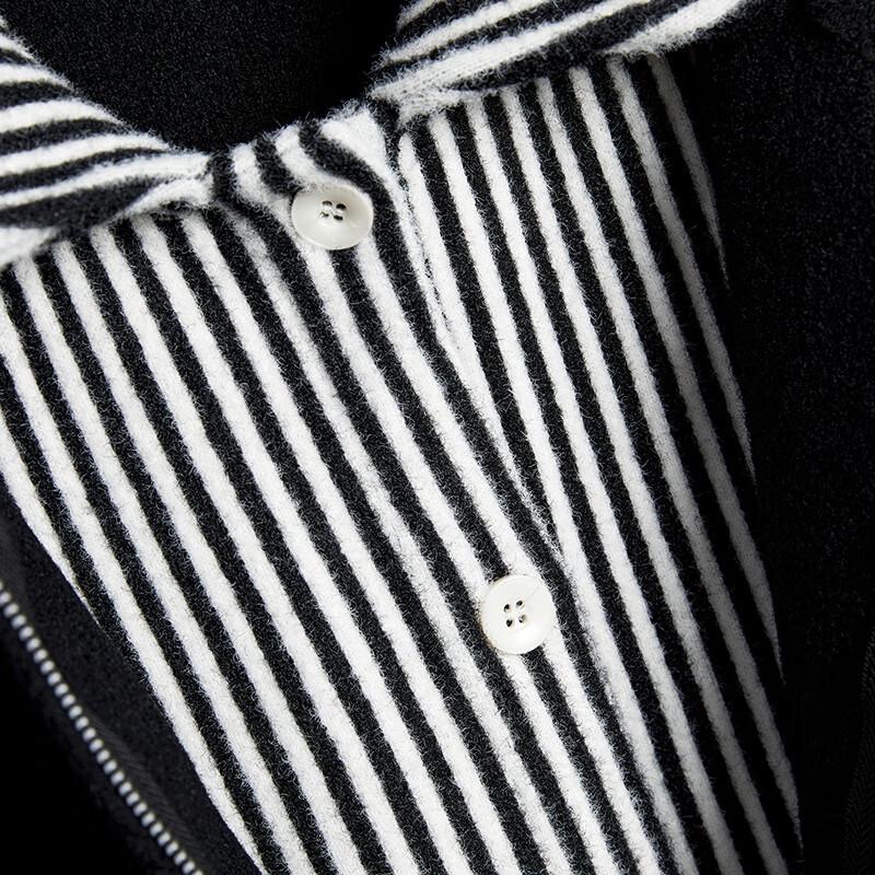 Women's Striped Patchwork Faux Two-Piece Short Jacket