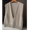 Colete Tricotado Primavera Verão Feminino Gola V Sem Mangas Pulôver Moda Solto Fino Peça Externa Outono Inverno