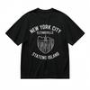 Men's  Classic T-Shirt NYC Staten Island Urban Print Tee Black Cotton Breathable