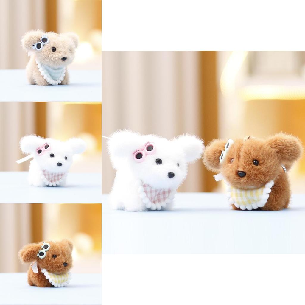 Entzückender Mini-Plüsch-Brillen-Hunde-Schlüsselanhänger Niedliches Accessoire Für Mädchen Geschenke Und Dekoration