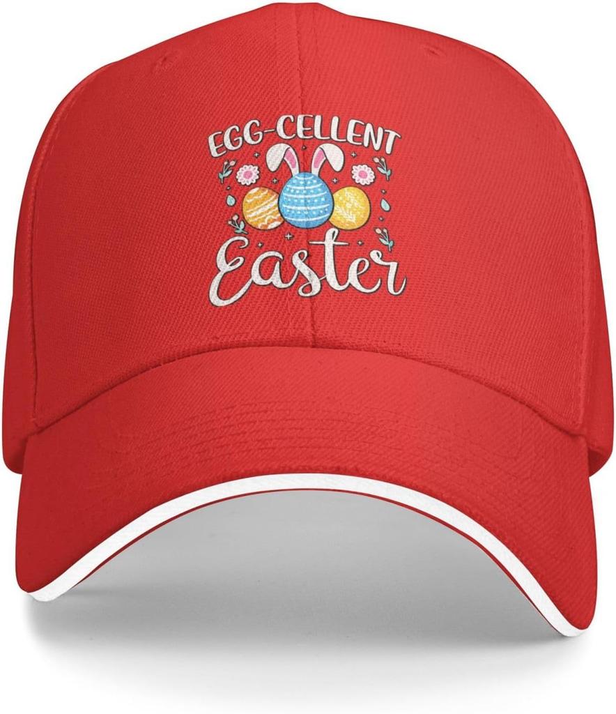 Egg Cellent Easter Baseball Cap Polyester Print Casual Adjustable Baseball Hat for Adults