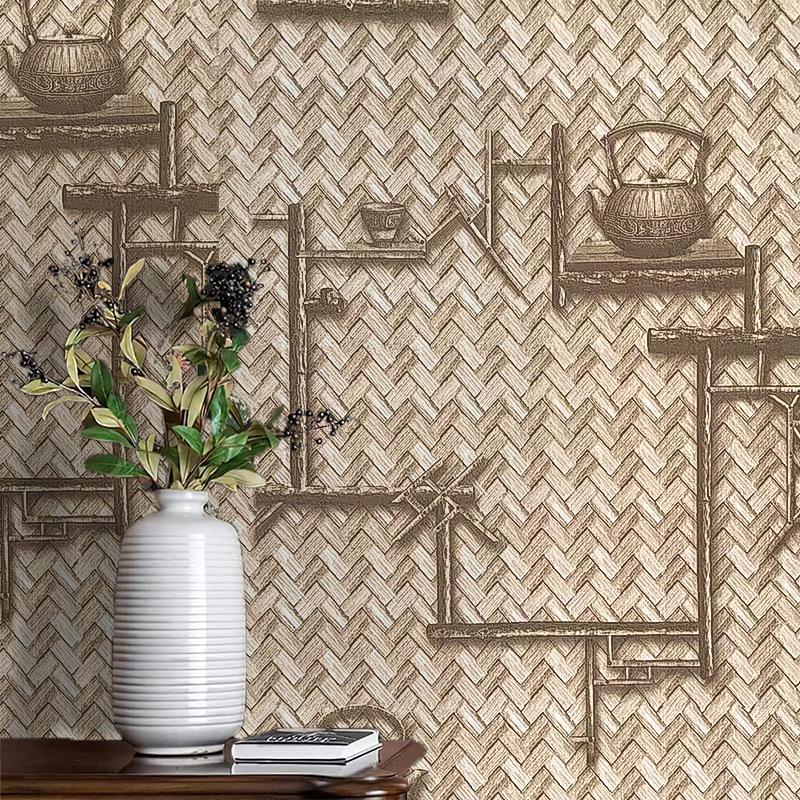 In Stock: Moisture-Proof Bamboo Woven Self-Adhesive Wallpaper for Tea Rooms and Calligraphy Studios