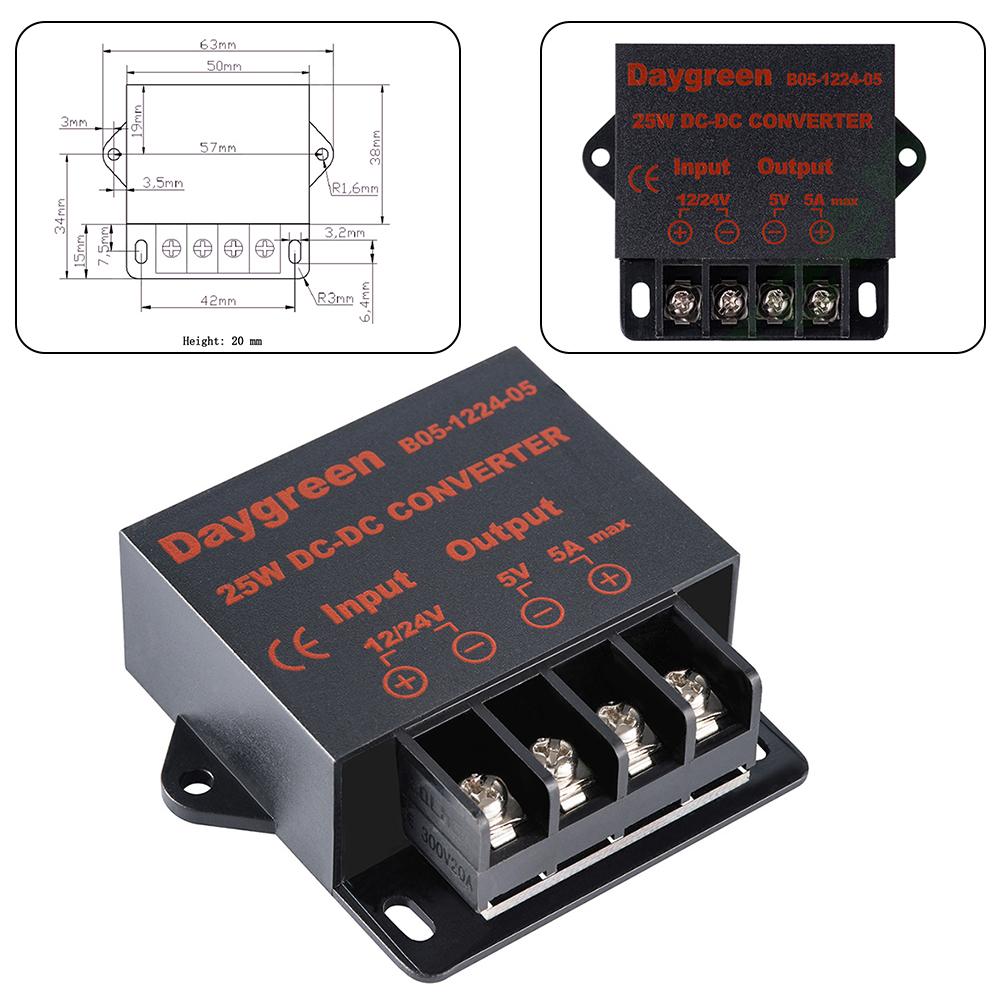 The Best Way to Power Your LED Lighting System Voltage Regulator DC 12V/24V to DC 5V 5A 25W Step Down Power Converter