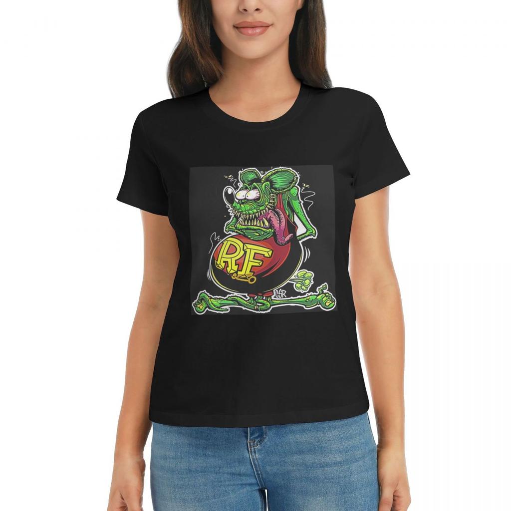 Women TShirt Bootleg Rat Fink Summer Short Sleeve Tees ONeck Cotton T Shirts Clothes Tops Streetwear