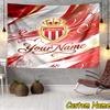 Custom Name As Monaco Fc Crest Tapestry Room Decoration Wall Hanging for Living Room Bedroom, dormitory, Birthday and Christmas gifts