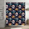 Multicolored Skull Print Shower Curtain for Bathroom Decor Blue Floral Design Polyester Fabric Water Repellent Waterproof Home C
