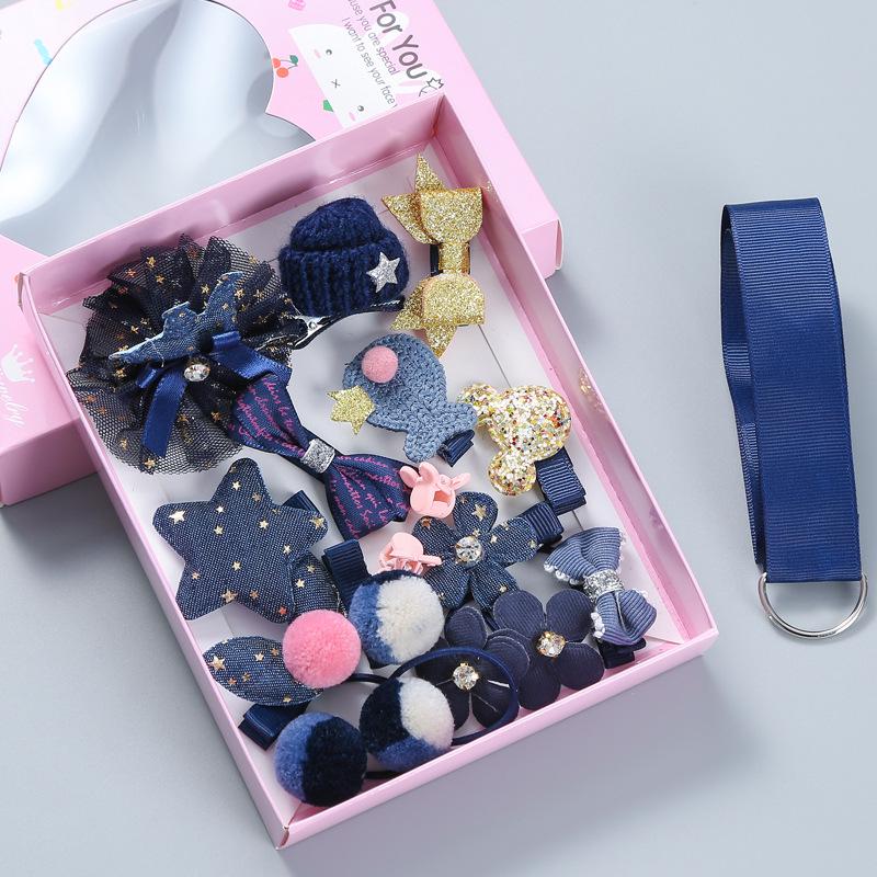 Korean Style 18-Piece Children's Hair Clips Gift Set - Hair-Friendly Bows & Crown Hairpins for Girls
