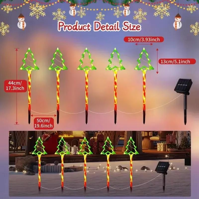 5pc/set Solar Candy Christmas Tree Ground Installation Decorative Lights Outdoor Garden Lawn LED Lights Courtyard Lights