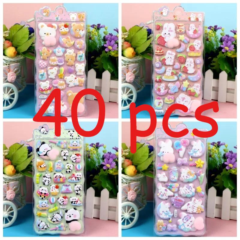 Cute Cartoon 3D Bubble Stickers - Bear, Rabbit, Panda Designs for Kids' Journal Decoration & Kindergarten Reward Stickers