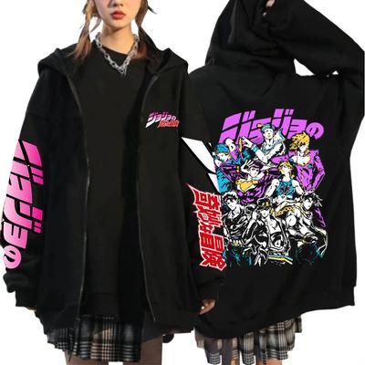 Anime Jojo Bizarre Adventure Mikina na zips Obojstranná grafická mikina na zips Pánske Dámske Módne Voľné Bežné Mikiny Bundy
